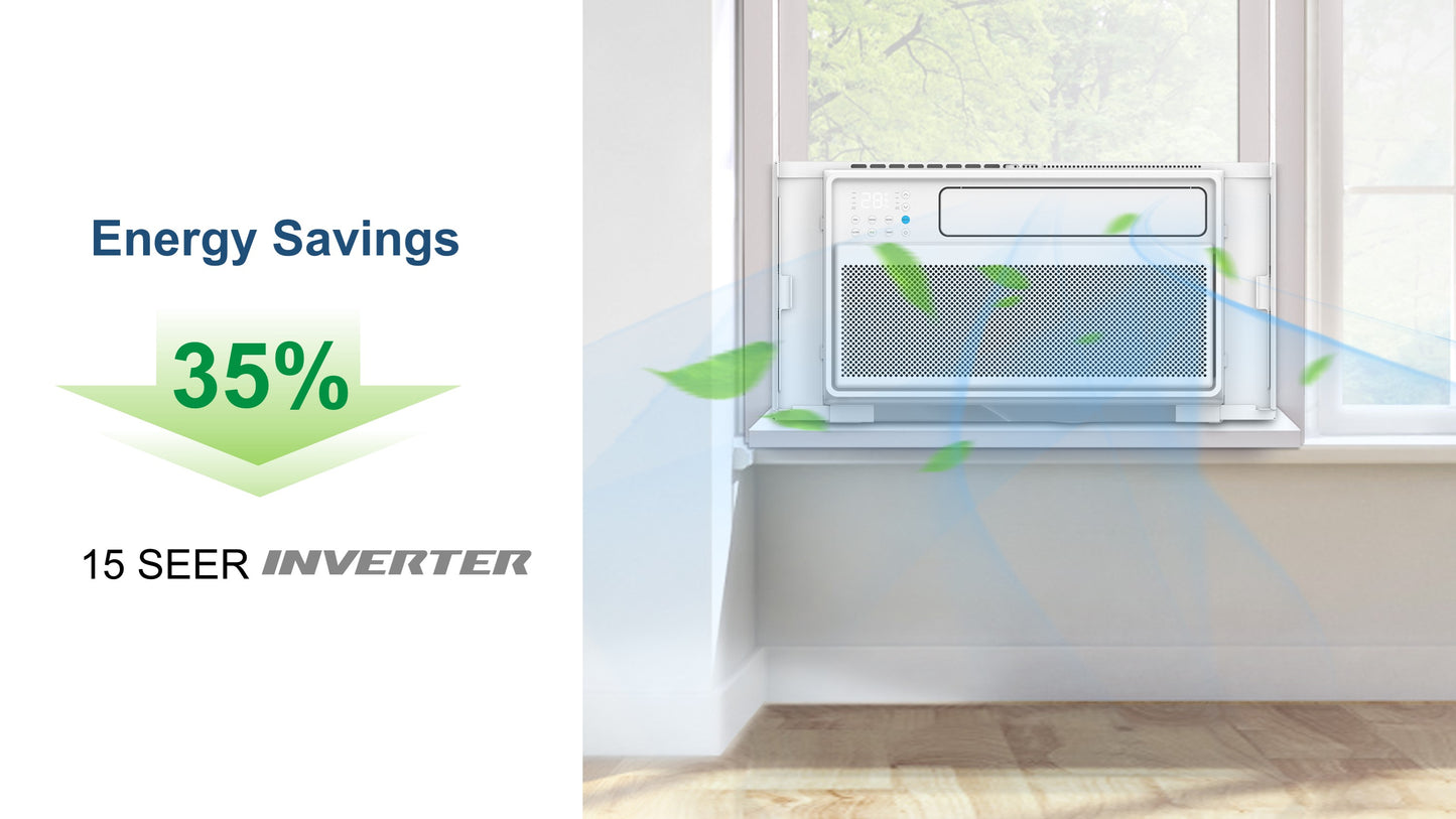 8,000 BTU Inverter Window Air Conditioner w/ QuickFrame EZ Installation, 15SEER